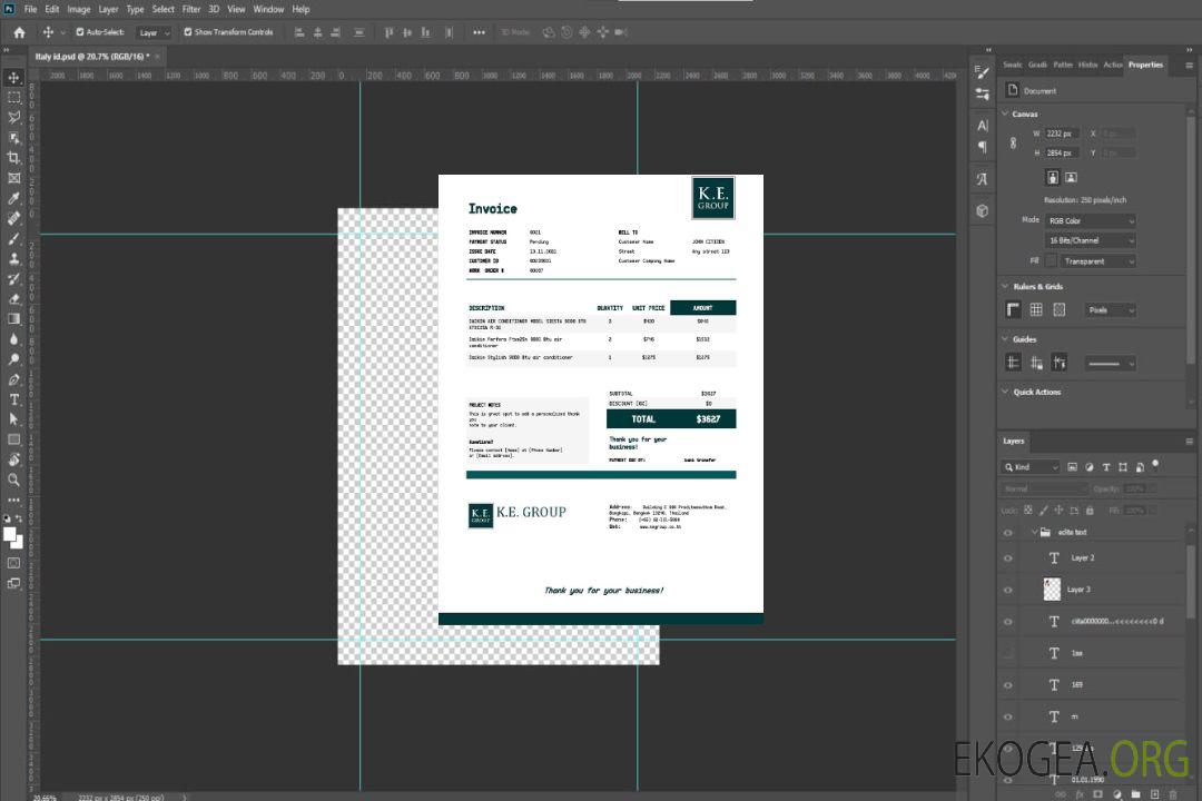 Modèle de facture du groupe USA KE template Modèle de facture du groupe USA KE template